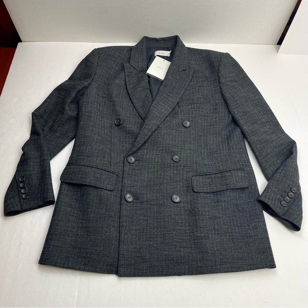 A.L.C. Chadwick Metallic Stripe‎ Double Breasted Blazer Jacket Size 6 90s NEW